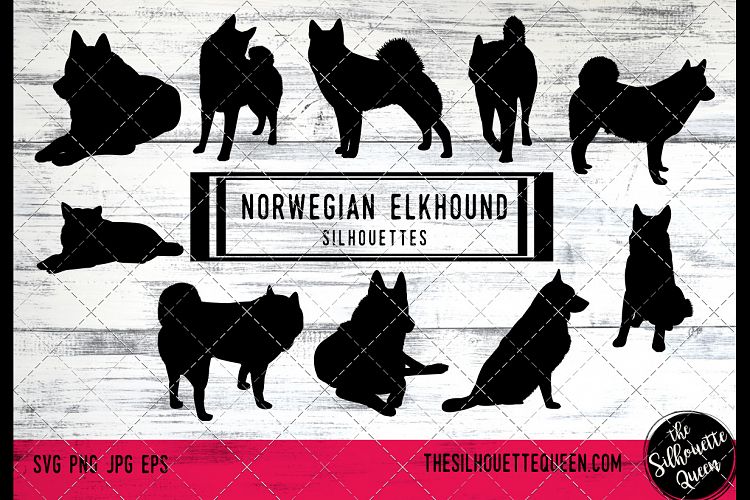 Norwegian Elkhound Dog svg files cricut, silhouette clip art