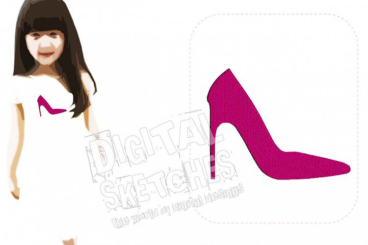 Shoe High Heels Machine Embroidery Design 3 Sizes