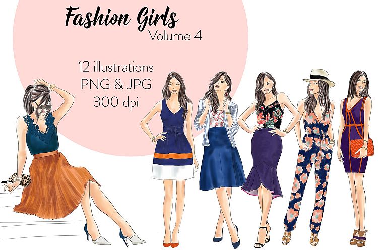 Fashion illustration clipart - fashion Girls - Volume 4