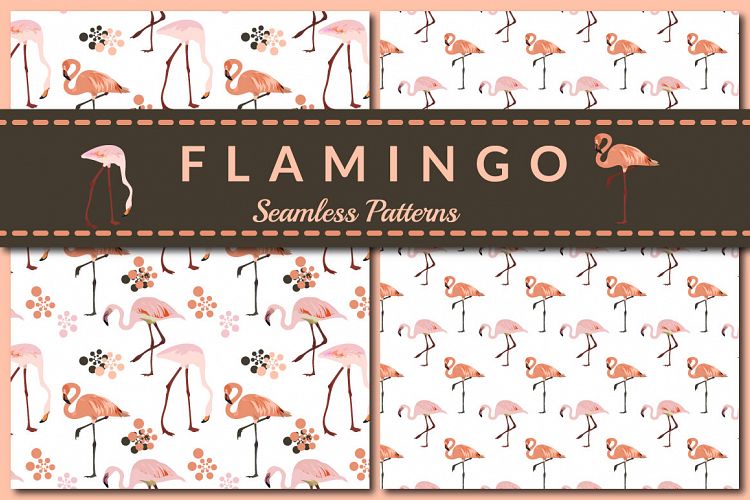 Pink Flamingo - seamless patterns