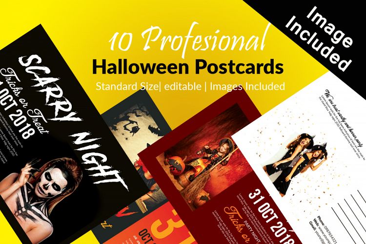 10 Halloween Postcards Bundle