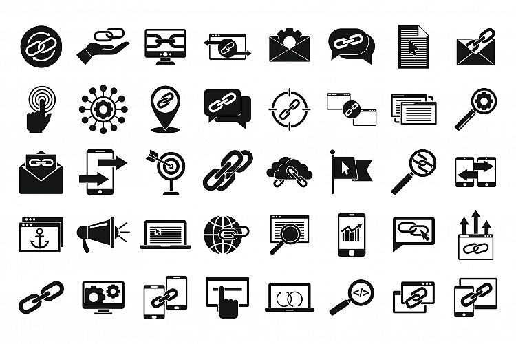 Backlink strategy icons set, simple style example image 1