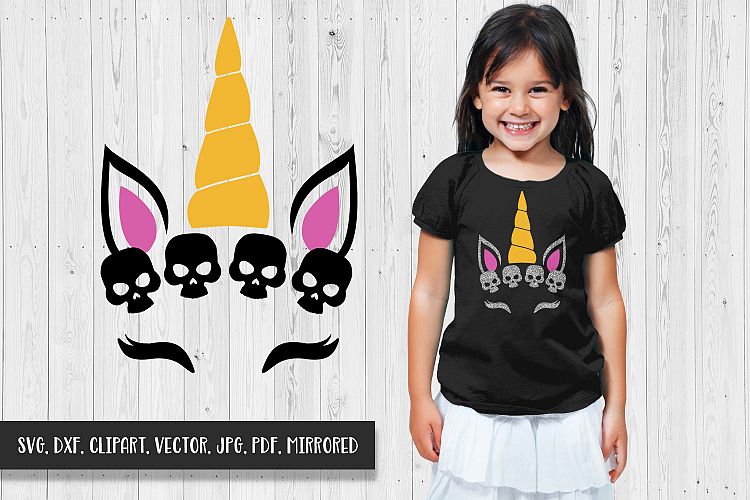 Halloween Unicorn with skulls SVG Clipart Dxf Cut files