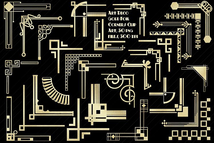 Art Deco Gold Foil Corners Clip Art