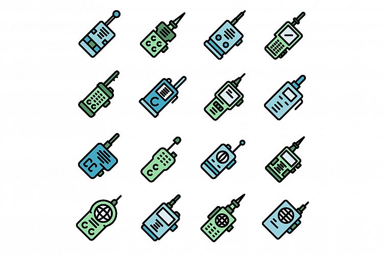 Walkie talkie icons set vector flat example image 1