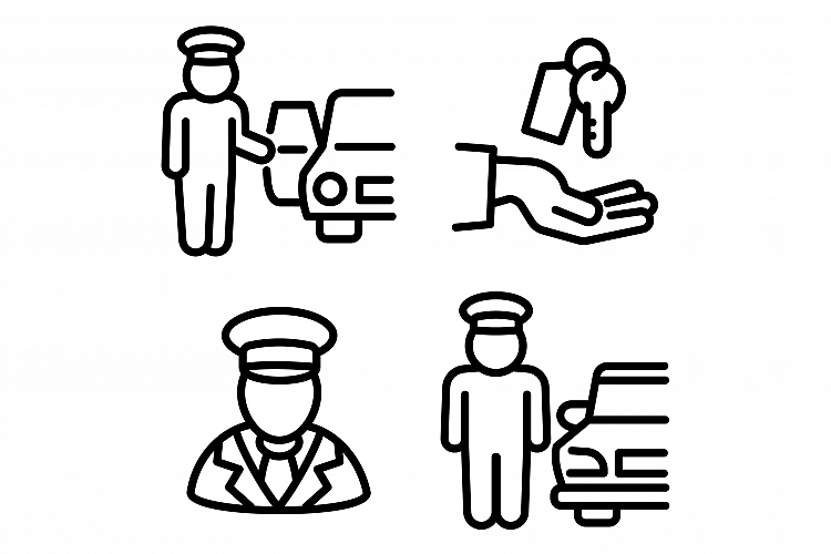 Valet icons set, outline style example image 1