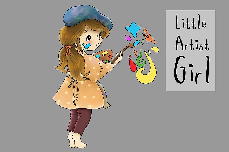 Little Artist Girl | Clip art illustration | JPEG/PNG