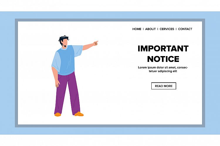 Important Notice Man Raising Forefinger Vector example image 1
