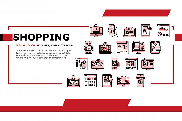 Shopping Online App Landing Header Vector example image 1