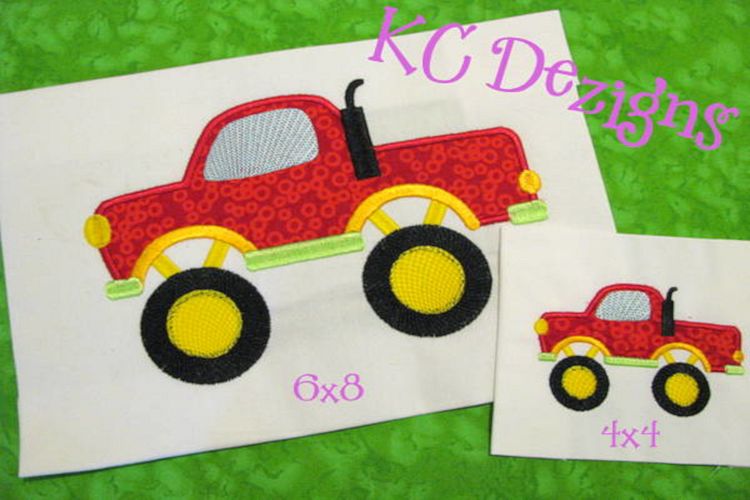 Monster Truck Machine Applique Embroidery Design