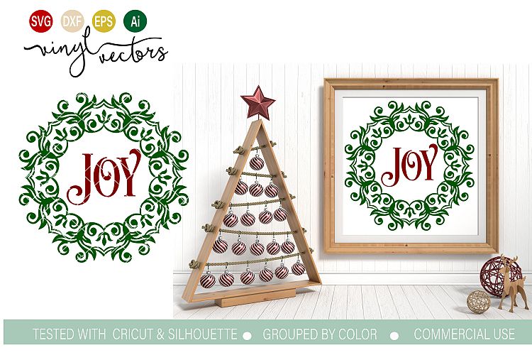Christmas Joy Wreath SVG DXF cut file