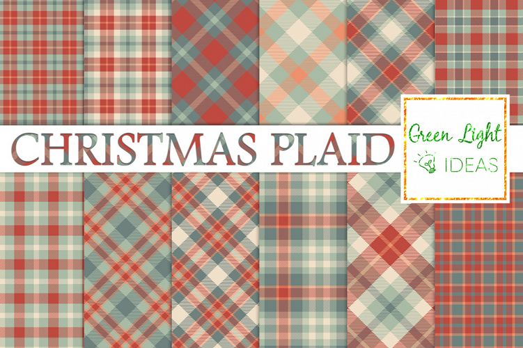 Christmas Plaid Digital Papers, Tartan Christmas Backgrounds