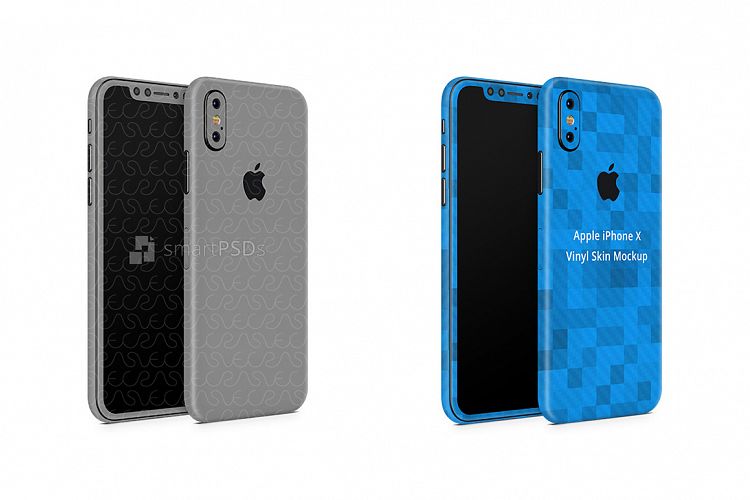 Apple iPhone X Vinyl Skin Design Mockup Front-Back Angled