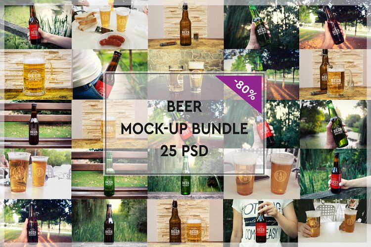 Beer Glass and Bottle Mock-up Bundle #1