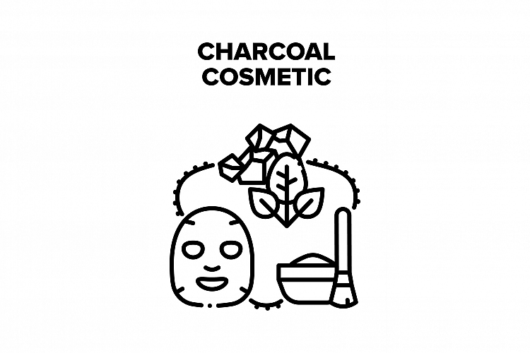 Charcoal Cosmetic Skincare Vector Black Illustration example image 1