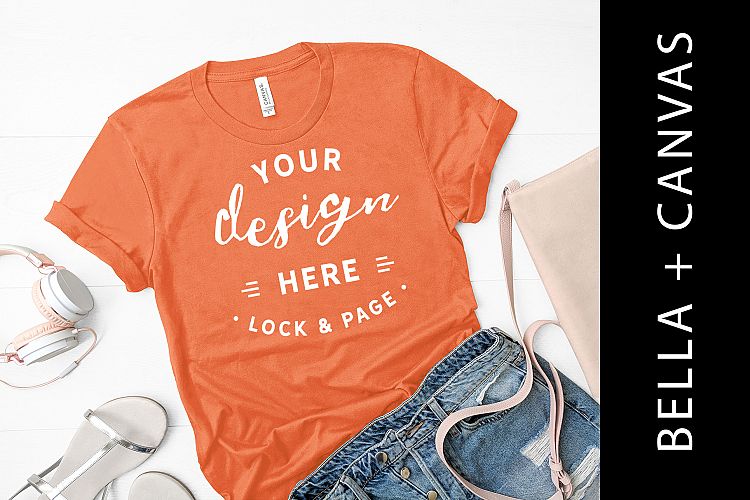 Coral Bella Canvas 3001 T Shirt Mockup Ladies Apparel