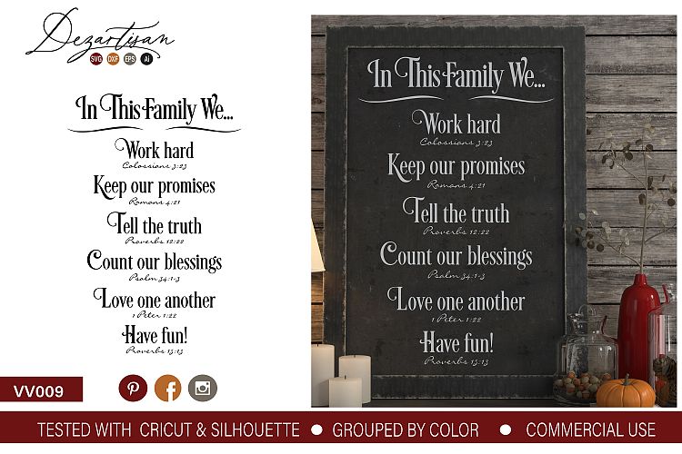 In this Family we work hard count blessings SVG DXF Cut File