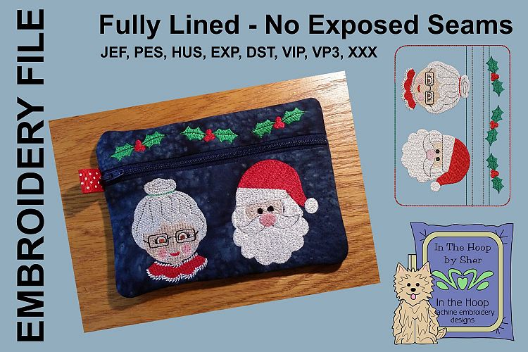 ITH Mr & Mrs Santa Zipper Bag - Fully Lined, 5X7 HOOP