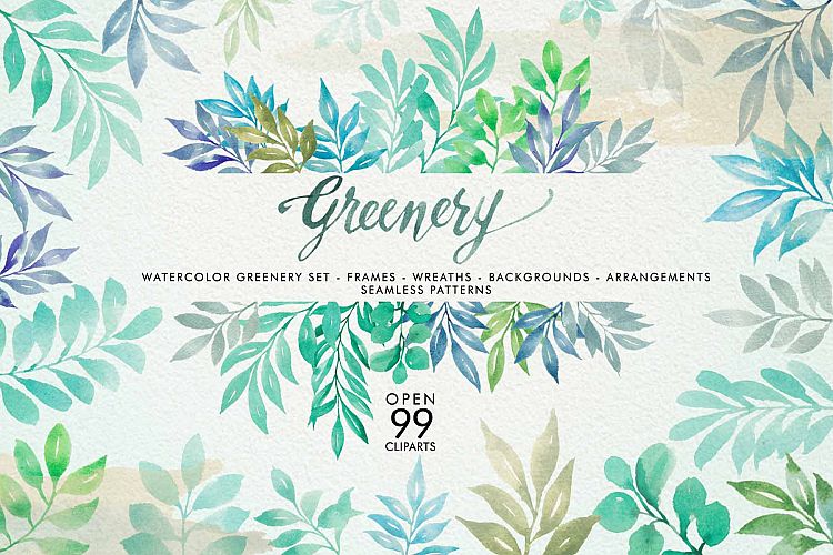 watercolor greenery
