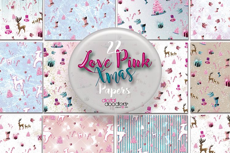 Love Pink Xmas Digital Paper