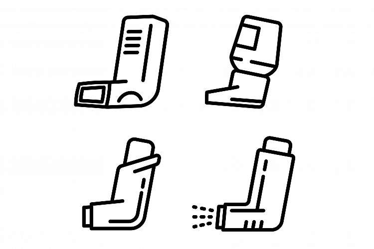 Inhaler icons set, outline style example image 1