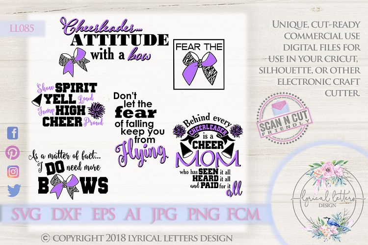 Cheerleader Bundle of 6 SVG DXF Cut Files LL085