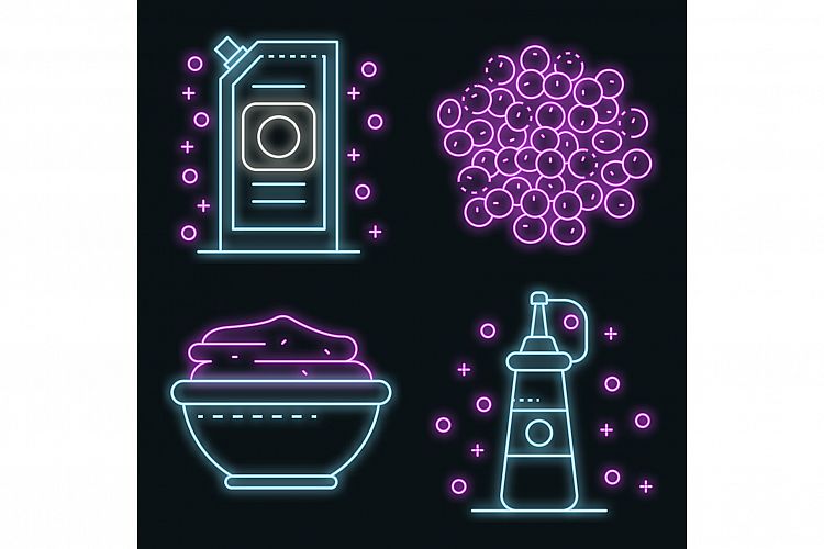 Mustard icons set vector neon example image 1