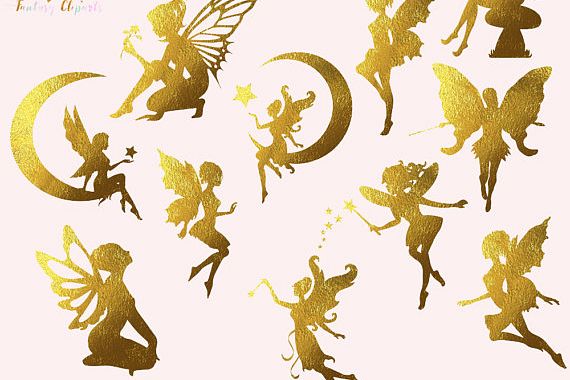 Gold Foil Fairies Clipart