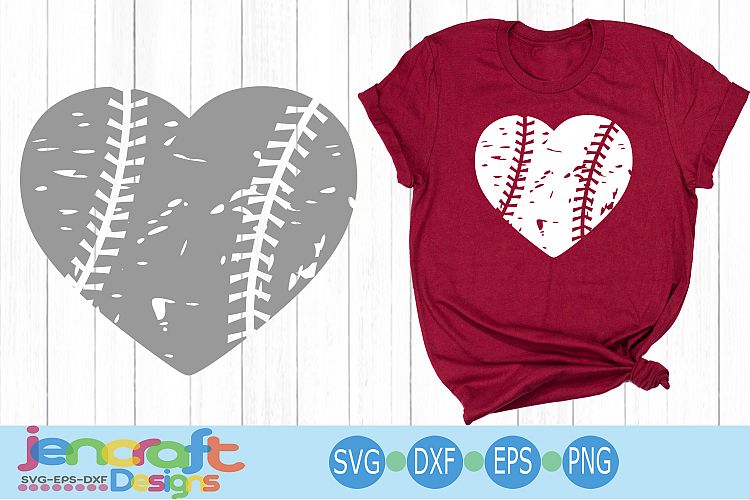 Distressed Baseball Heart, Grunge Baseball SVG Cut file