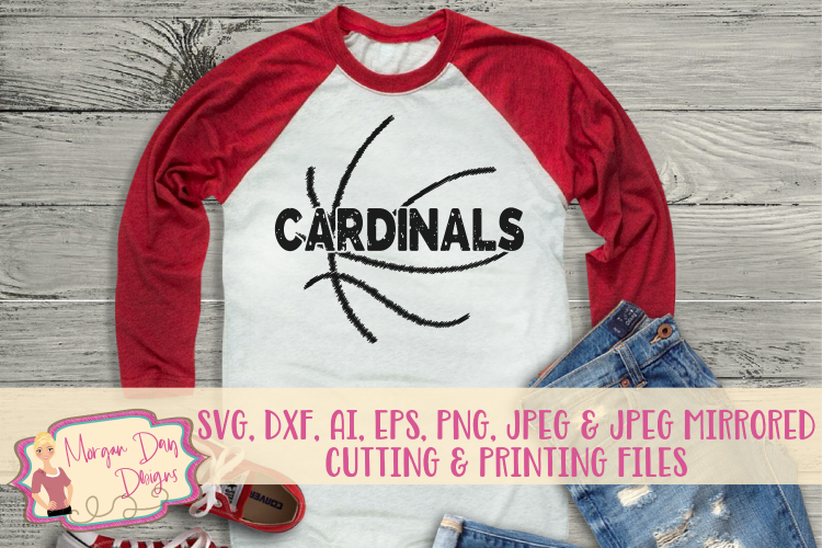 Grunge Cardinals Basketball SVG, DXF, AI, EPS, PNG, JPEG