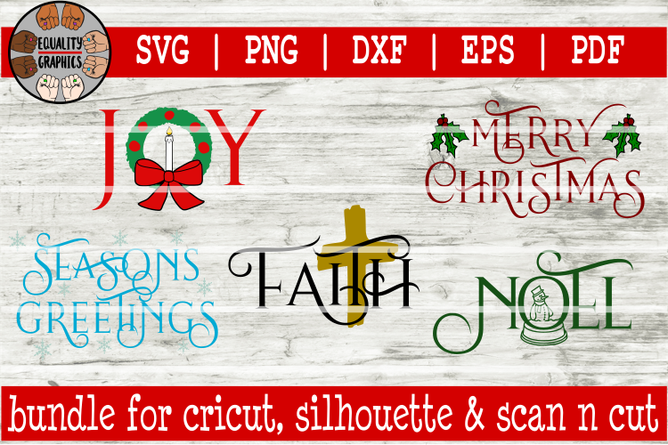 NEW Bundle Christmas Greetings 5 SVGs | DXF | EPS | PNG