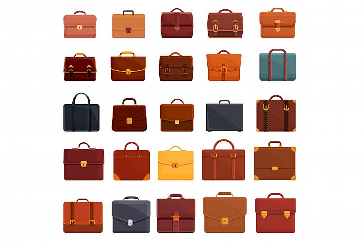 Briefcase icons set, cartoon style example image 1