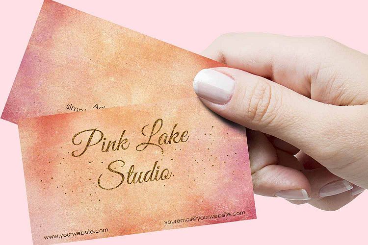 Blush, Apricot and Gold Glitter Business Card Template