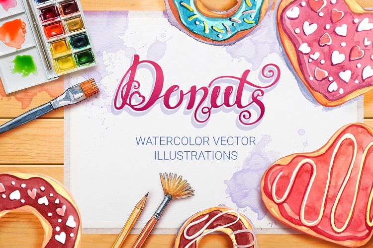 Watercolor donuts