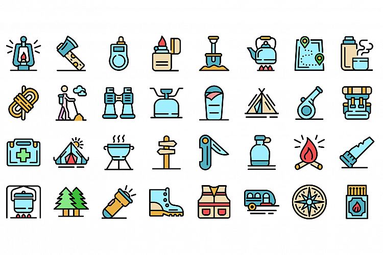 Survival icons set vector flat