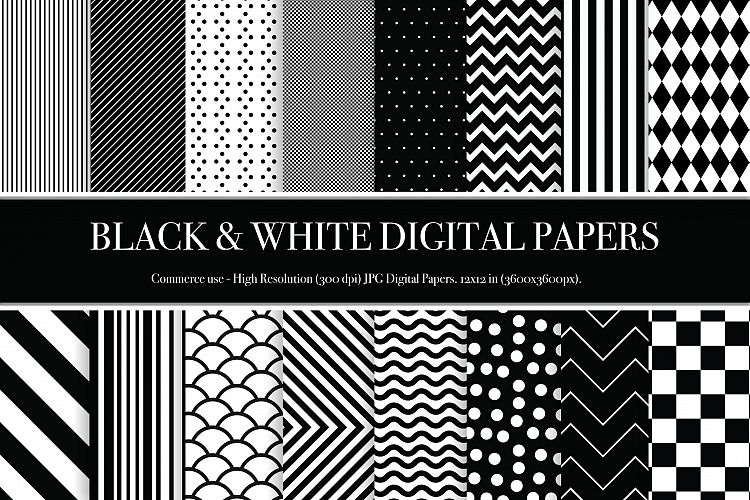 Black and White Digital Papers - P2