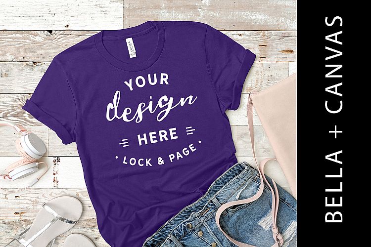 Team Purple Bella Canvas 3001 T-Shirt Mockup