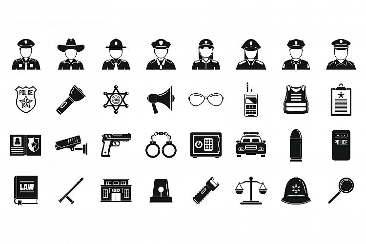 City policeman icons set, simple style example image 1