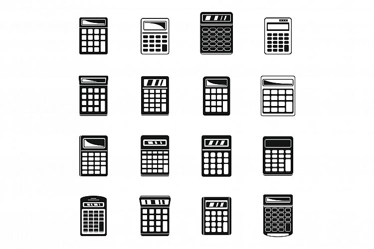 Money calculator icons set, simple style example image 1