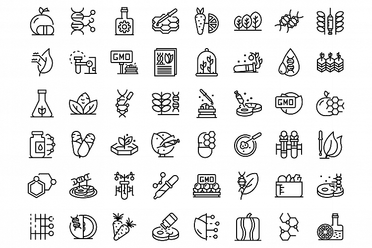 Gmo food icons set, outline style example image 1