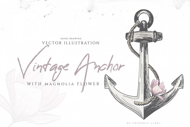 VINTAGE ANCHOR with magnolia flower