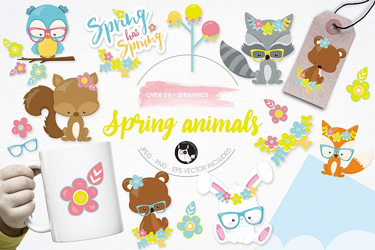 Spring Animals graphics and illustrations