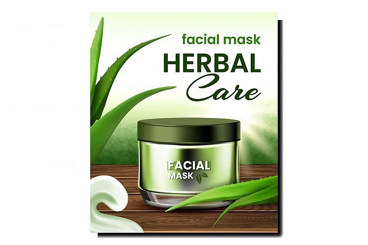 Herbal Care Facial Mask Promotional Banner Vector (1347851)