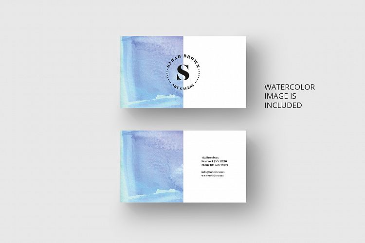 Business card template with watercolor