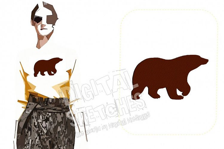 Bear Machine Embroidery Design 3 Sizes