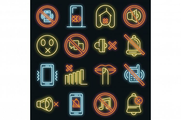 Silence icons set vector neon example image 1