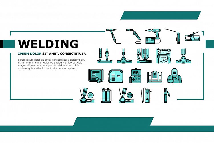 Welding Machine Tool Landing Header Vector