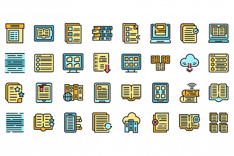 Electronic catalogs icons set vector flat example image 1