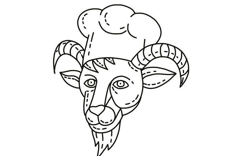 The Goat Chef Cook Baker Mono Line