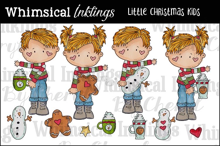 Little Christmas Kids Clipart Collection